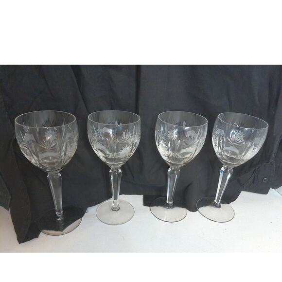 Vintage Lyngby Heidelberg Mouth Blown Crystal Red Wine Glasses Set of 4 - Picture 3 of 4